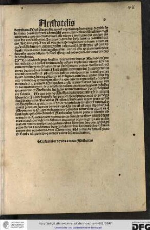 Explicit liber de vita et morte Arestotelis.