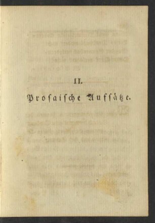 II. Prosaische Aufsätze