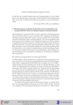 2. Rechtsprechung im Dialog der Gerichte auf innerstaatlicher und europarechtlicher Ebene am Beispiel Ungarns und Deutschlands