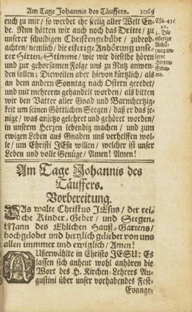 Am Tage Johannis des Täuffers.