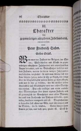 III. Charakter des gegenwärtigen achtzehnten Jahrhunderts