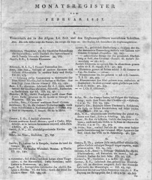 Monatsregister vom Februar 1827