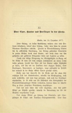 XI. Uber Chor, Kantor und Vorsänger in der Kirche