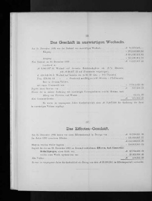 IV. Das Effecten-Geschäft.