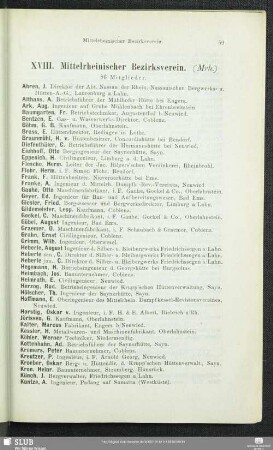 XVIII. Mittelrheinischer Bezirksverein.