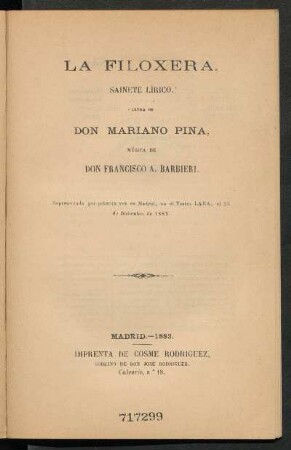 La filoxera : sainete lírico
