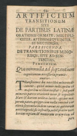 Pars Secunda. De Transitionibus Minoribus, Sive Ad Sententias.