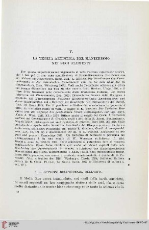 V. La teoria artistica del manierismo nei suoi elementi
