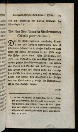 77-109, Von den Krankheiten der Kindbetterinnen (Morbi puerperarum)