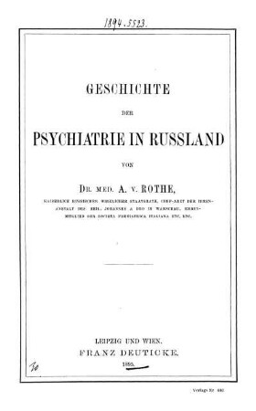 Geschichte der Psychiatrie in Russland