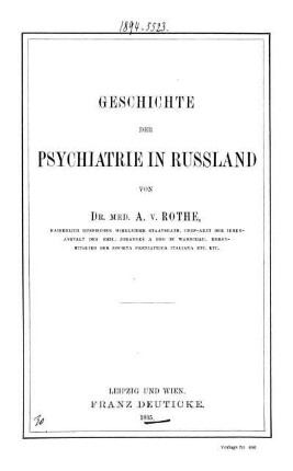 Geschichte der Psychiatrie in Russland