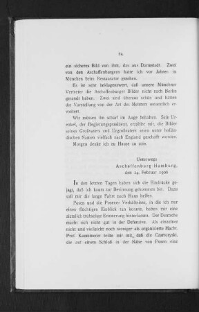 Unterwegs Aschaffenburg-Hamburg, den 24. Februar 1906