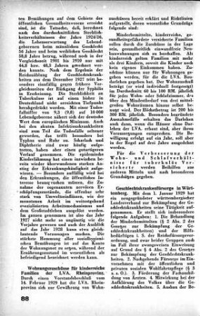 Wohnungszuschüsse für kinderreiche Familien der LVA. Rheinprovinz. [Gesundheitsfürsorge]