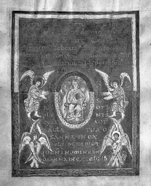 Sakramentar — Majestas Domini - Christus umgeben von Engeln, Folio 11verso