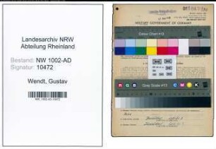 Entnazifizierung Gustav Wendt, geb. 18.02.1900 (Verw.Sekretaer)