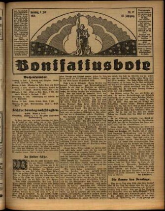 Erste Ausgabe vom Sonntag, den 05. Juli 1931.