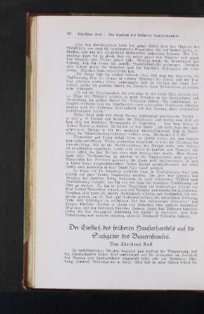 Der Einfluß des früheren Hausierhandels auf die Sachgüter des Bauernhauses.