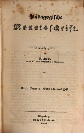 Pädagogische Monatsschrift. 4. 1850