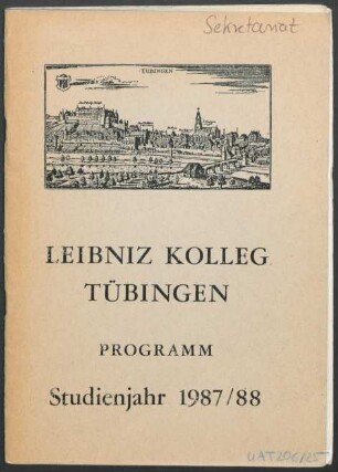 Studienprogramm Studienjahr 1987/88