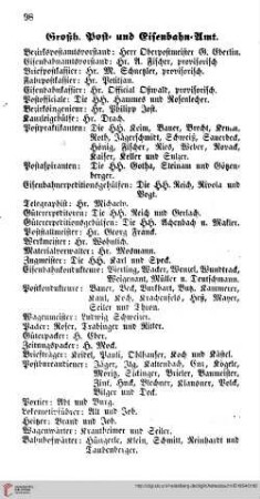 Großherzogliche Post= und Eisenbahnbehörden