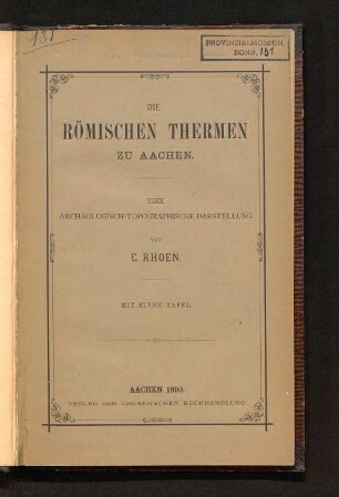 Die römischen Thermen zu Aachen