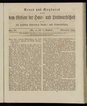 Nro. 98. (Nr. 10. des V. Bandes). November 1828.