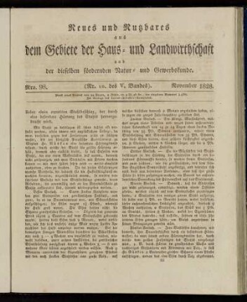 Nro. 98. (Nr. 10. des V. Bandes). November 1828.