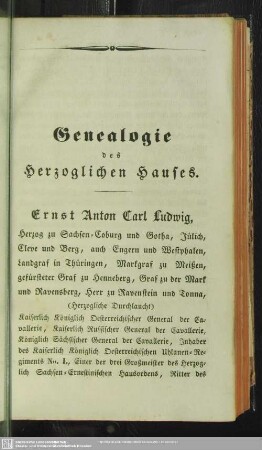 Genealogie des Herzoglichen Hauses