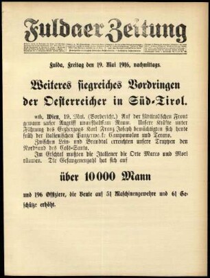 Zweite Ausgabe vom Freitag, den 19. Mai 1916.