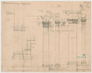 Fischer, Theodor; Wiesbaden; Museum - Bauteil C II - Säulen in der Kuppelhalle (Ansichten, Schnitte)