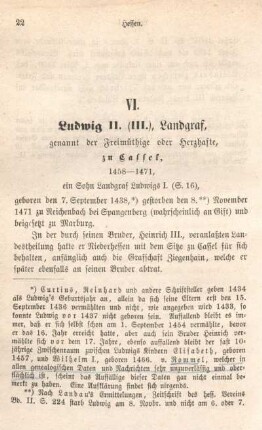VI. Ludwig II. (III.), Landgraf, genannt der Freimüthige oder Herzhafte, zu Cassel, 1458-1471
