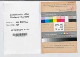 Entnazifizierung Hans Wiktorowski, geb. 23.11.1906 (Steuerinspektor)