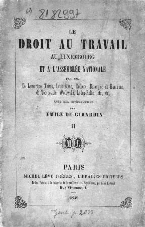 Le droit au travail au Luxembourg et a l'assemblée nationale, 2