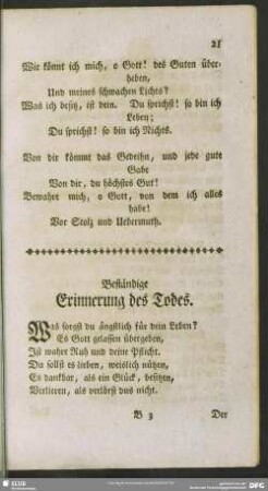 Beständige Erinnerung des Todes