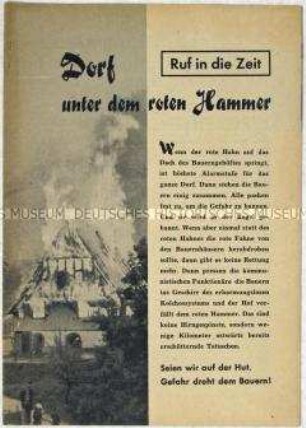 Illustrierte Flugschrift aus der Bundesrepublik mit scharfer Polemik gegen die Kollektivierung der Landwirtschaft in der DDR