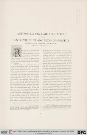 Antonio da Sangallo der Ältere, eigentlich Antonio Giamberti