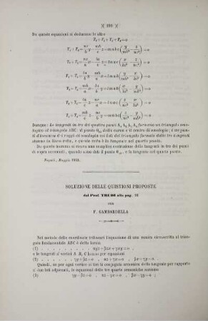 Soluzione delle questioni proposte.