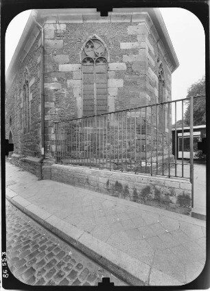 Erfurt-Altstadt, Fischersand. Brunnenkirche (Baubeginn 1253, Wiederherstellung 1880-1890, Umgestaltung 1954-1956). Teilansicht von Südost