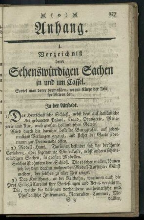 Verzeichniß derer sehenswuerdigen Sachen in und um Cassel