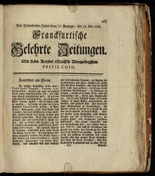Num. LI. Freytags, den 28. Jun. 1748 - Num. LX. Dienstags, den 30. Jul. 1748
