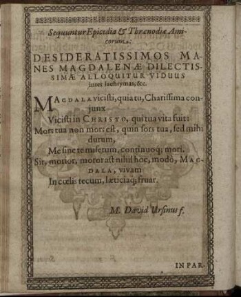 Sequuntur Epicedia & Thrænodiæ Amicorum.