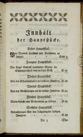 Innhalt der Hauptstücke.