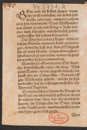 Gern wolt ich frölich singen/ wann || ichs dörfft vnderston/
