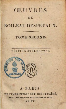 Oeuvres de Boileau Despréaux. 2
