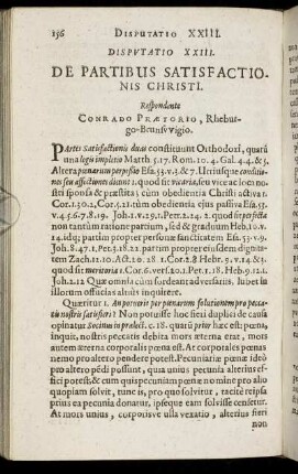 Disputatio XXIII. De Partibus Satisfactionis Christi