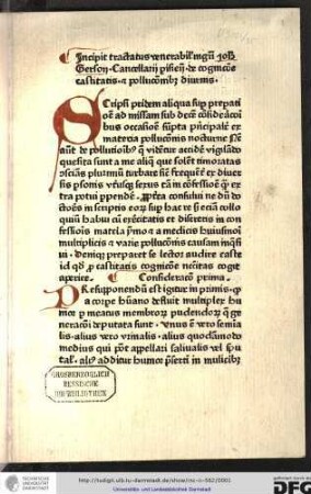 De cognitione castitatis et pollutionibus diurnis. [Enth.:] Forma absolutionis sacramentalis