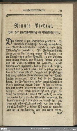 Neunte Predigt. Von der Unterhaltung in Gesellschaften