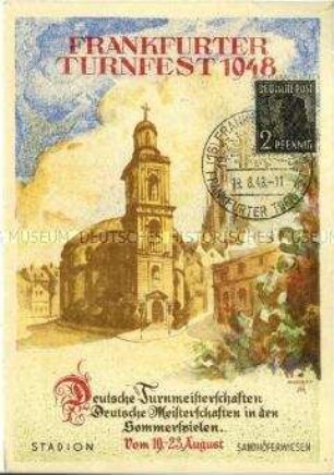 Postkarte zum Frankfurter Turnfest 1948