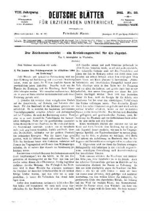Der Zeichenunterricht - ein Erziehungsmittel für die Jugend : (Schluss)