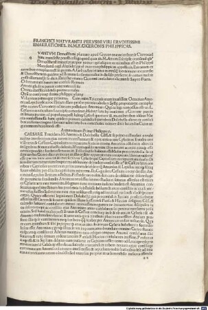 Orationes Philippicae : mit Kommentar und Widmungsbrief an den Korrektor Johannes Maria Aureolus von Franciscus Mataratius